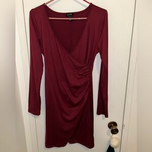 Long Sleeve Burgundy Dress